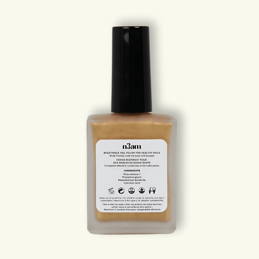 Vernis à ongles halal or pétillant de la marque n3am